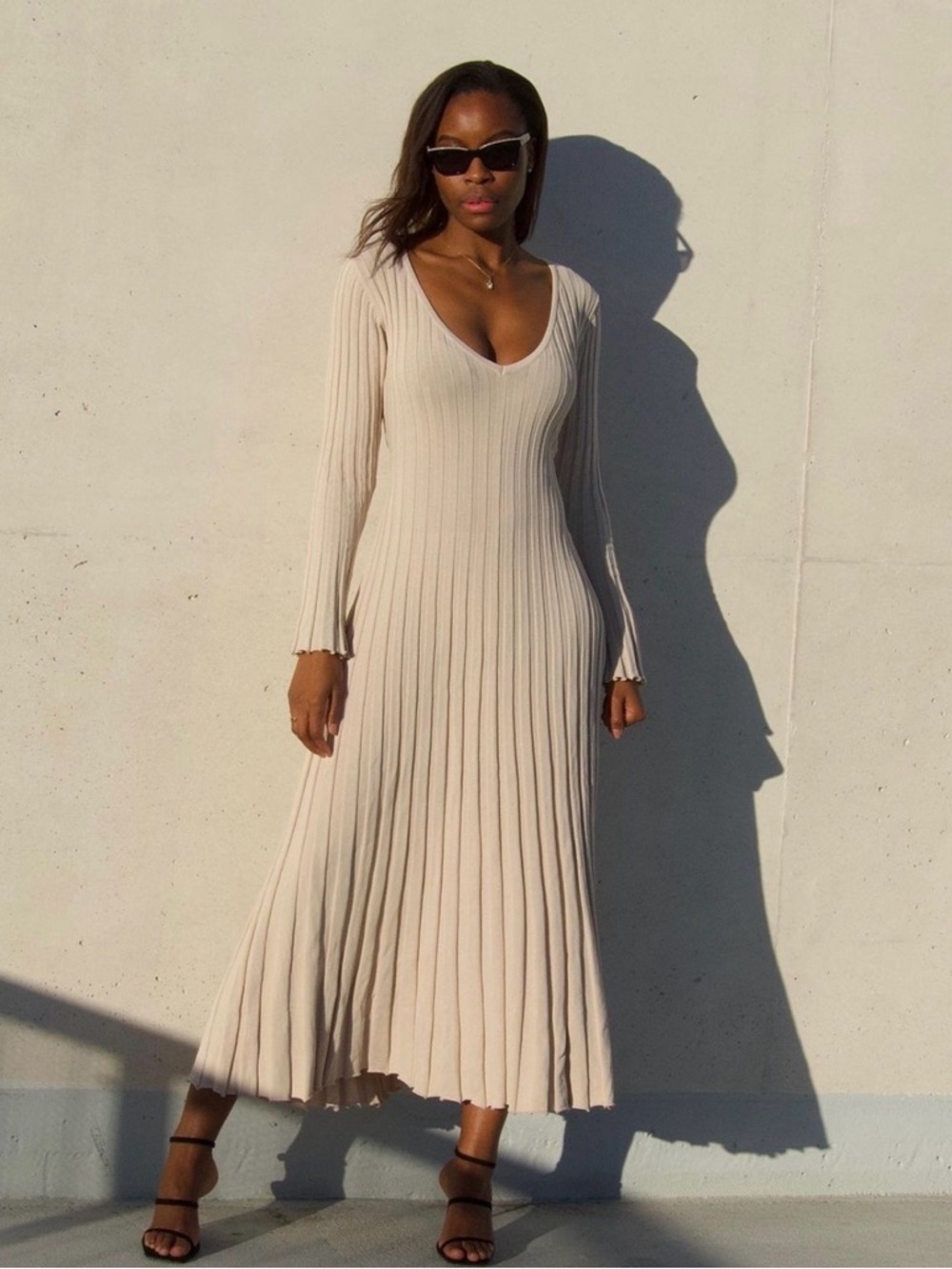 DISSH Reign Ribbed Midi Dress Stone Hue Size XS